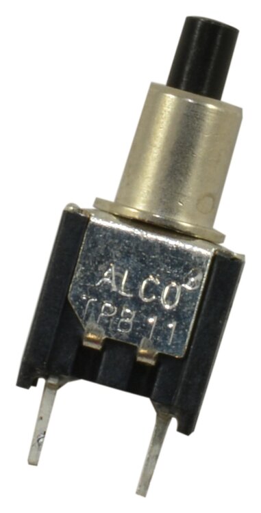ALCO SWITCH TP11CGPC204 Кнопочный переключатель Кнопочный выключатель TP11CGPC204 (SPST-NO, моментальный, 20 VDC, 0.4 A, красный)