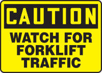 MVHR631VA Знак «CAUTION — WATCH FOR FORKLIFT TRAFFIC», алюминий, 7"×10"