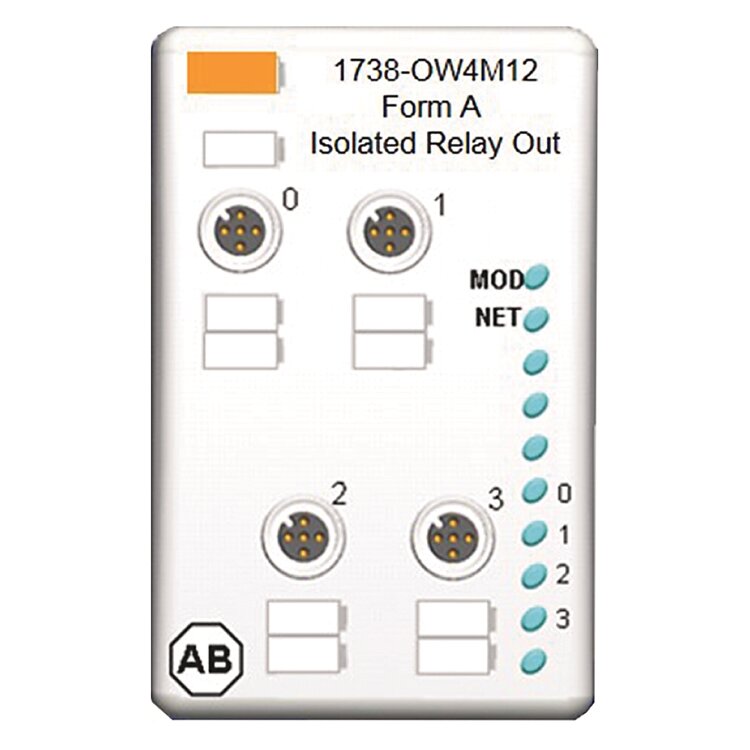 1738-OW4M12AC 24V DC 4 релейных выхода N.O. с AC M12 разъёмами