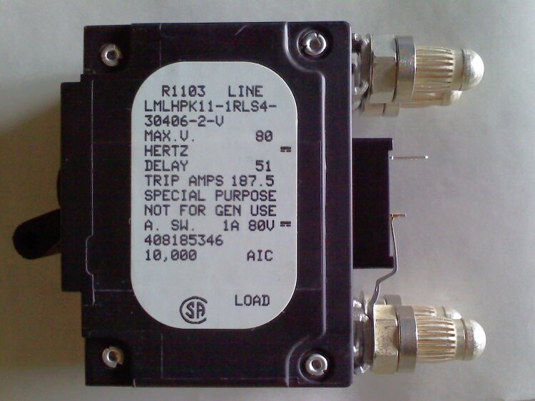 AIR LMLHPK11-1RLS4-30406-2-V Автоматический выключатель (гидромагнитный) Автоматический выключатель AIR LMLHPK11-1RLS4-30406-2-V, 150 A, 2-полюсный, 80 V DC