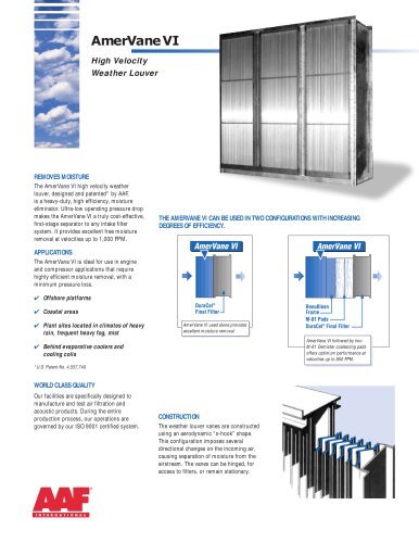 AAF International AmerVane VI Weather Louvre ветровая жалюзи AmerVane VI жалюзи