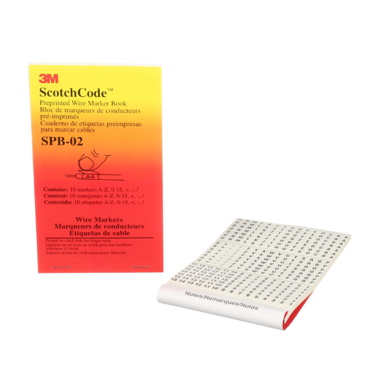 SPB-02 WIRE MARKER BOOK: 10 EACH: A-Z, 0-15, +, -, / SPB-02 маркеры проводов