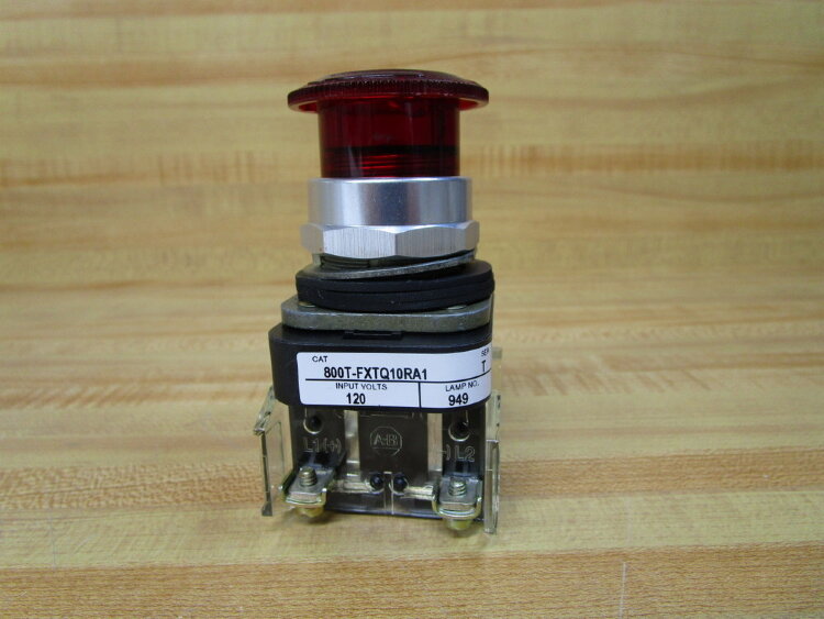 ALLEN BRADLEY 800T-FXTQ10RA1 Подсвечиваемая кнопка 30,5 мм, выталкивающая/поворотно-освобождаемая, грибовидная головка, красная, лампа накаливания, 120 В AC ALLEN BRADLEY 800T-FXTQ10RA1 — 30,5 мм подсвечиваемая грибковая кнопка, выталкивание/поворот, красная, лампа 120 В AC, 1 Н.О., 1 Н.З.